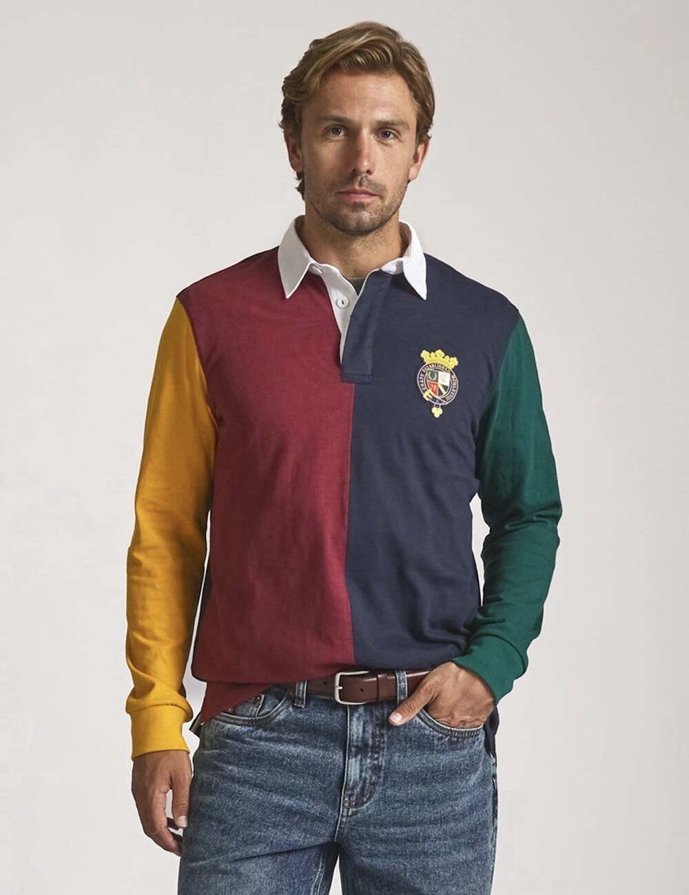 Chaps Ralph Lauren Mens XL Heritage Colorblock Preppy Rugby Shirt 90s Hip Hop